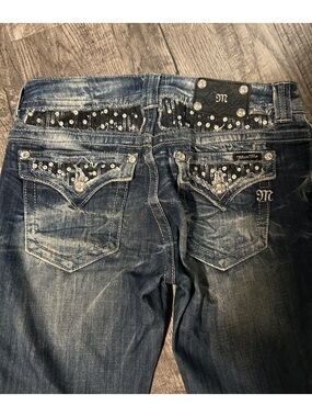 Y2K Miss Me Sequin-Embellished Blue Bootcut Jeans